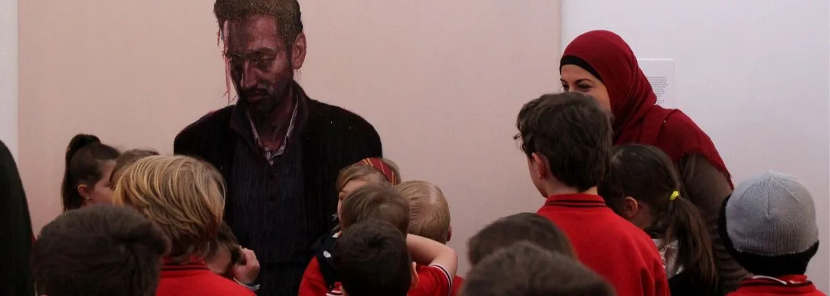 Students at the museum